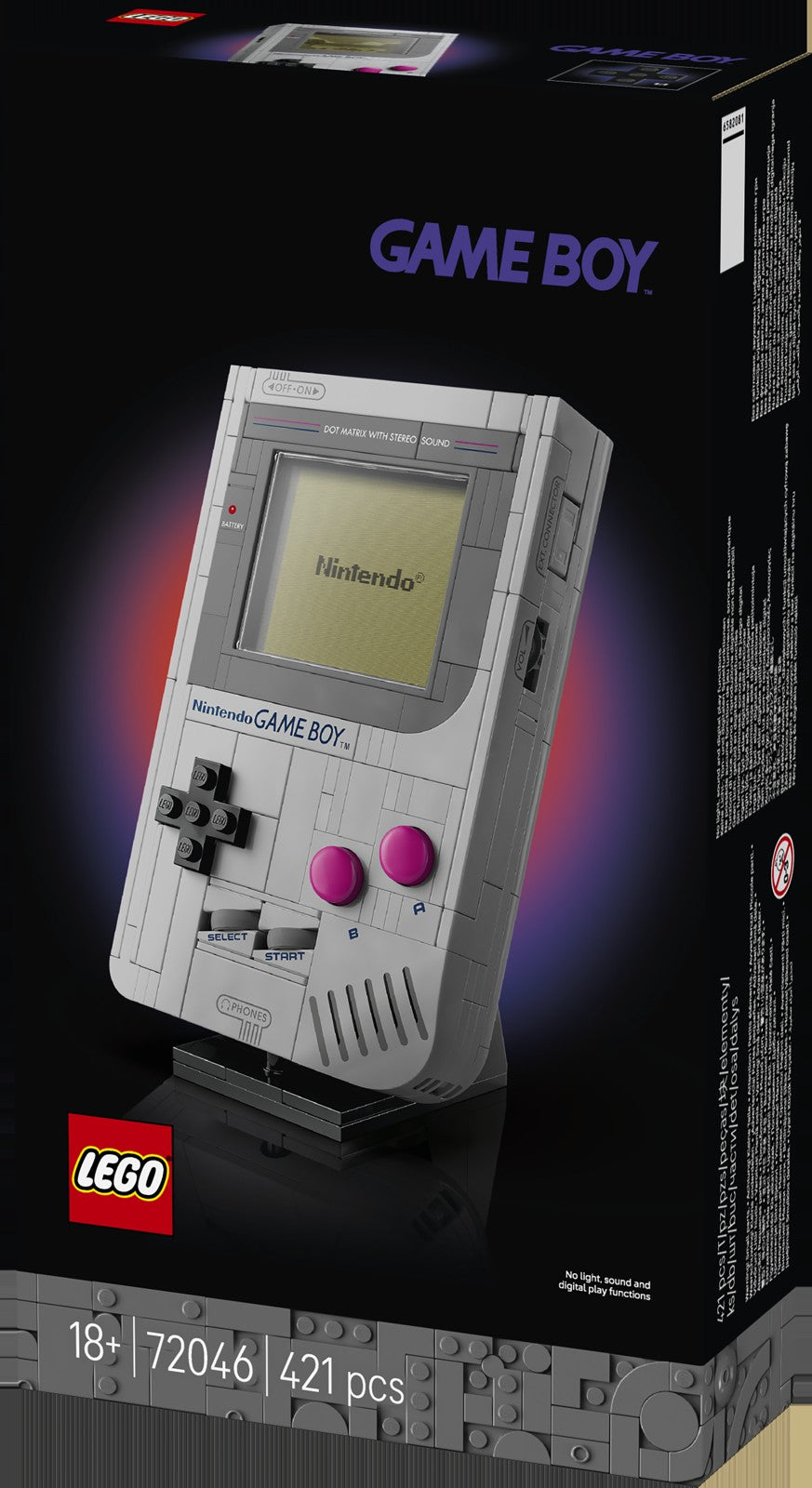 LEGO Game Boy 72046 box back showing set features