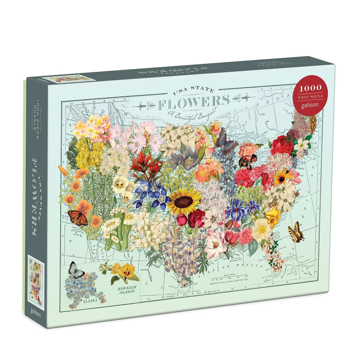 State Flower USA Map Puzzle