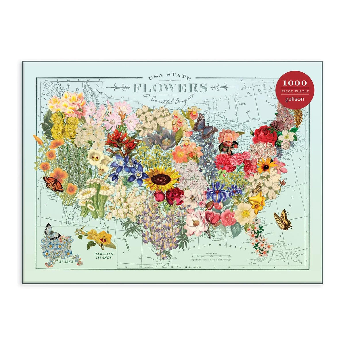 State Flower USA Map Puzzle