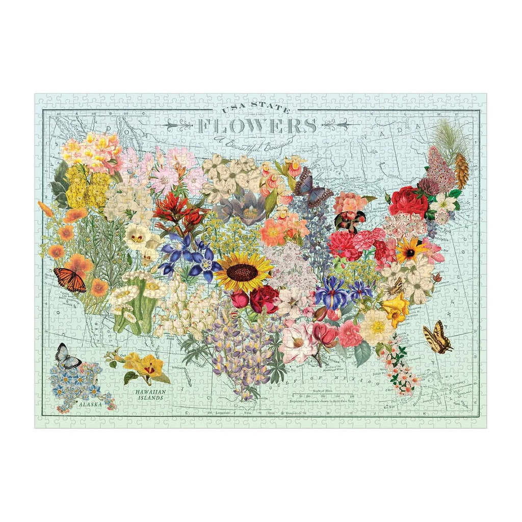 State Flower USA Map Puzzle