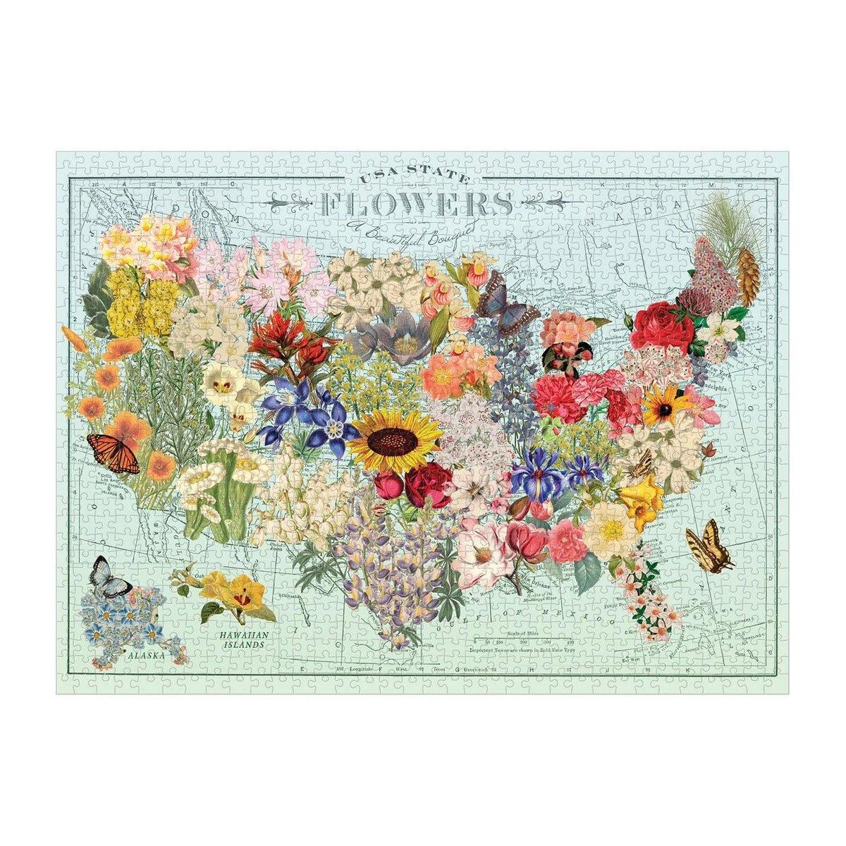 State Flower USA Map Puzzle